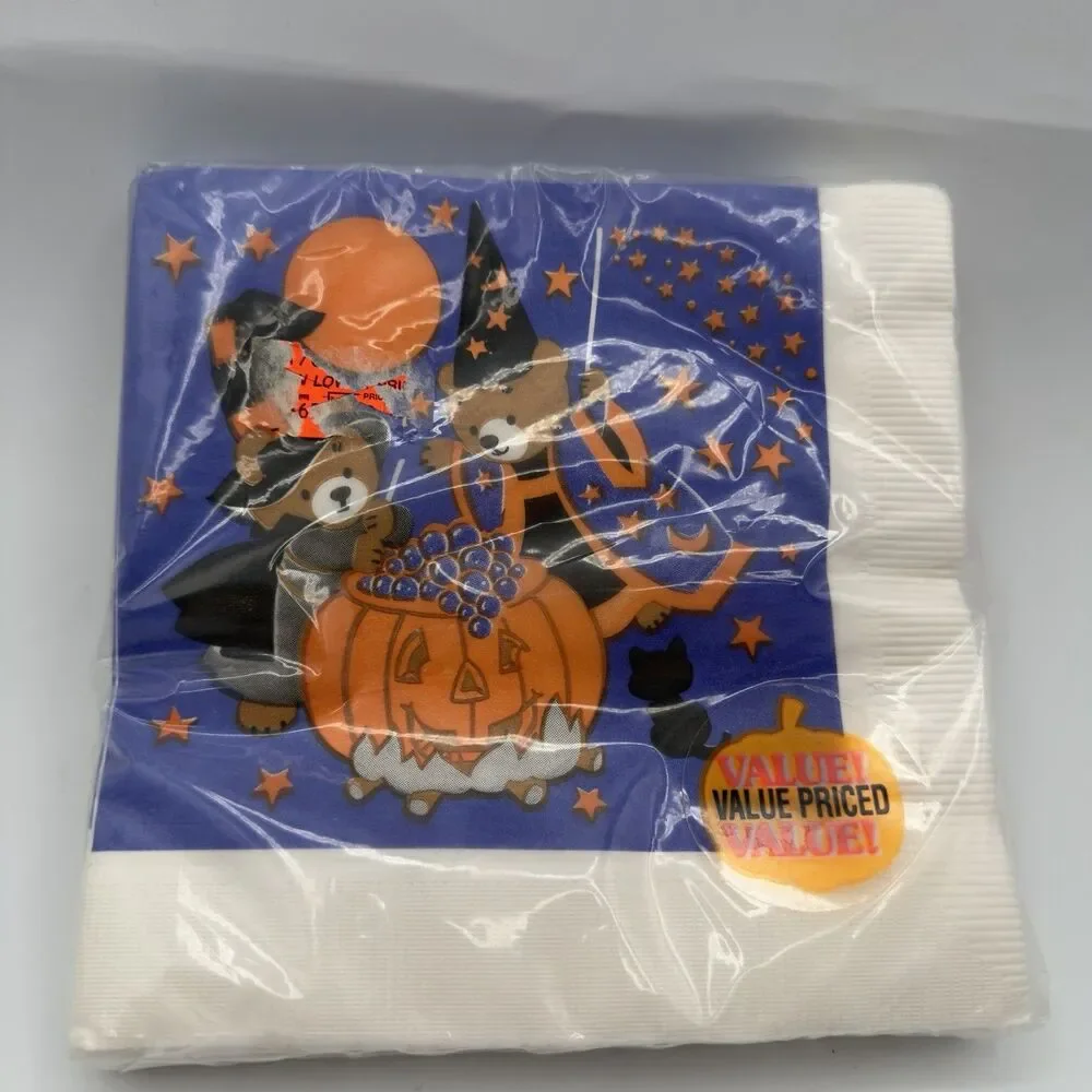 American Greetings VTG Halloween Party Napkins Teddy Bears Witches 24 Count 90’s